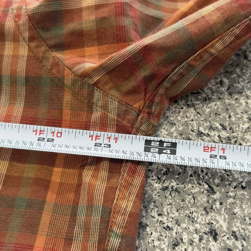 Vintage Banana Republic Shirt Mens M Button Up Long Sleeve Plaid Orange